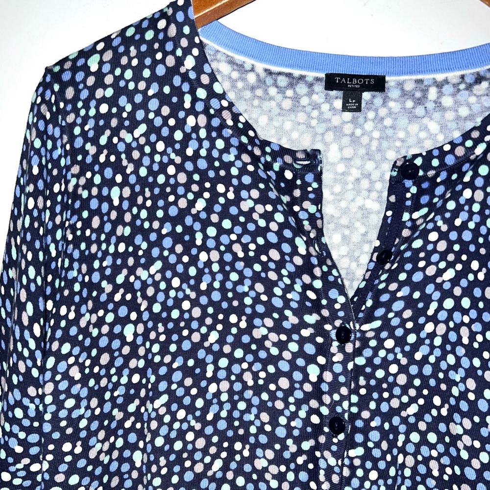 Talbots Polka Dot Print Button Down Cardigan Swea… - image 2